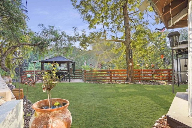 view of yard with a gazebo