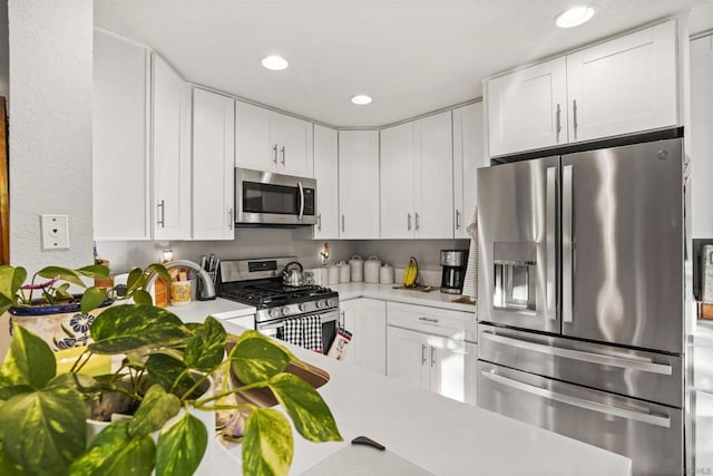 kitchen with white cabinetry and stainless steel appliances