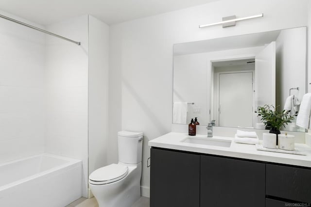 full bathroom with vanity, toilet, and bathtub / shower combination