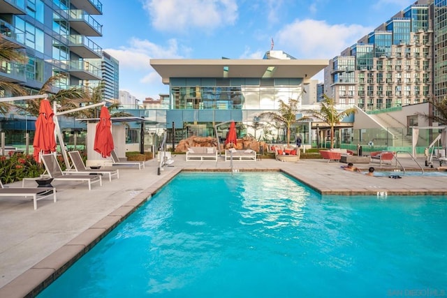 view of pool with a patio