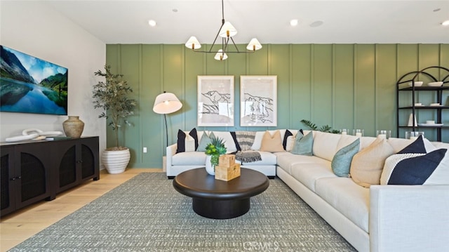 living room featuring light hardwood / wood-style flooring