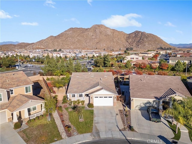 aerial view with a mountain view