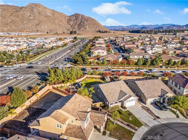 drone / aerial view with a mountain view