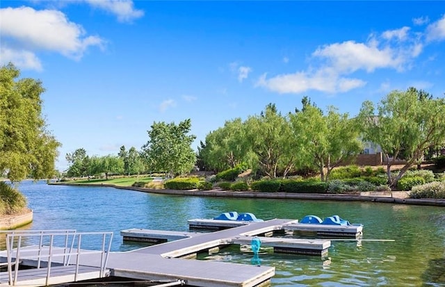 view of dock featuring a water view