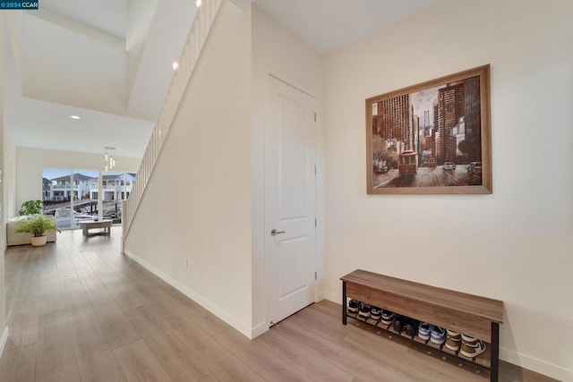 hallway featuring light wood-type flooring