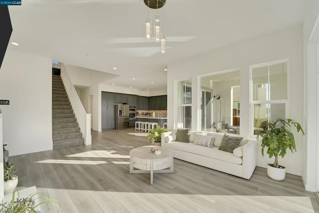 living room featuring light hardwood / wood-style flooring