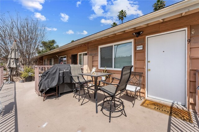 view of patio / terrace featuring a grill