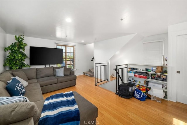 living room featuring light hardwood / wood-style flooring