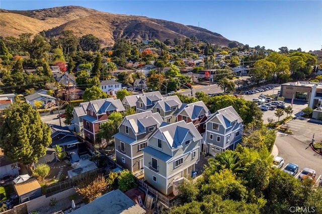 bird's eye view featuring a residential view and a mountain view