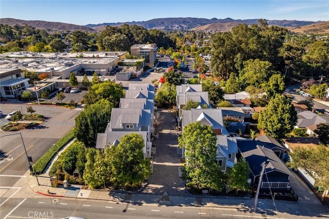 birds eye view of property featuring a residential view and a mountain view