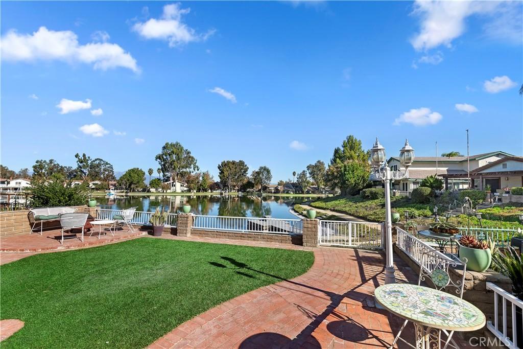 view of patio / terrace with a water view