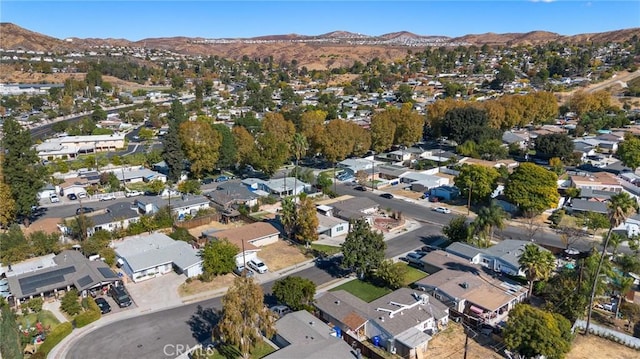 drone / aerial view featuring a mountain view