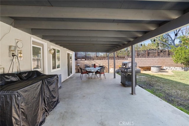 view of patio / terrace featuring a grill