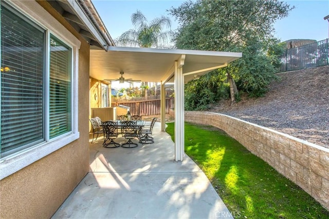 view of patio / terrace with ceiling fan