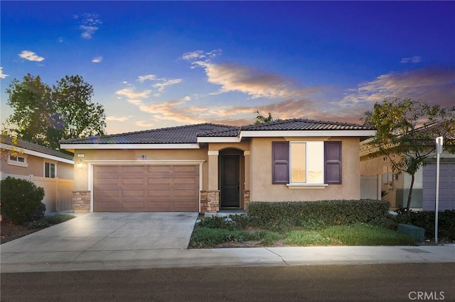 view of front of house with a garage