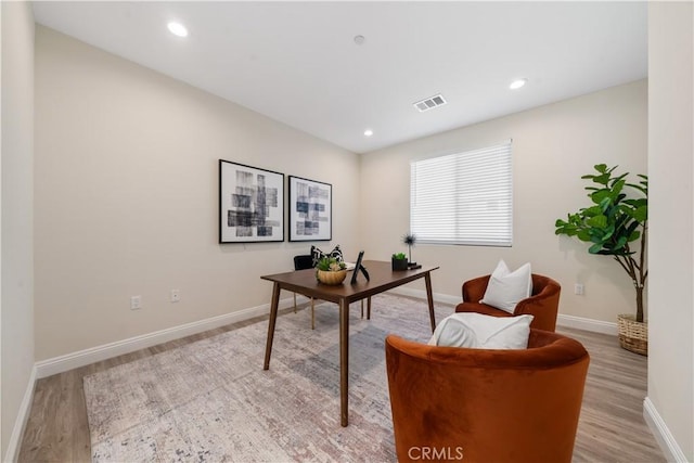 office space featuring light wood-type flooring