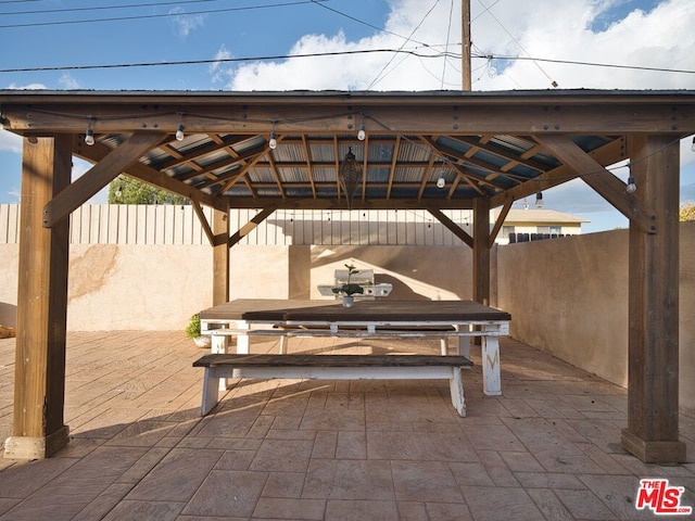 view of patio / terrace with a gazebo