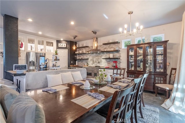 dining room featuring an inviting chandelier