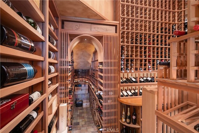 view of wine cellar