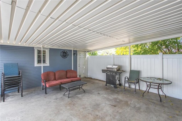 view of patio / terrace featuring a grill