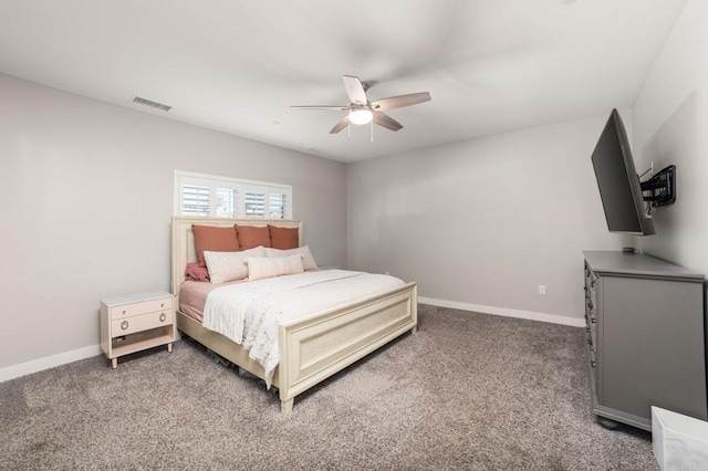 bedroom with carpet and ceiling fan