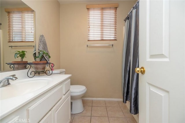 bathroom featuring tile patterned floors, toilet, and vanity