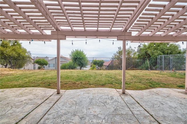 view of patio featuring a pergola