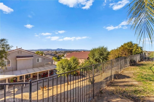 exterior space featuring a mountain view