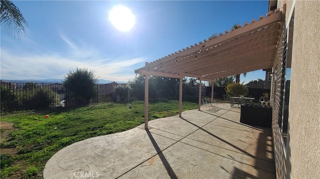 view of patio / terrace featuring a pergola