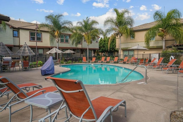 view of pool featuring a patio