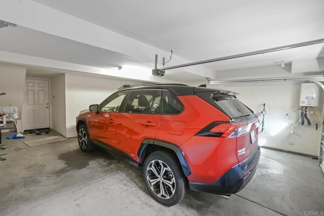 garage with a garage door opener