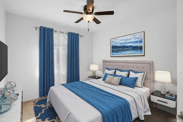 bedroom featuring ceiling fan