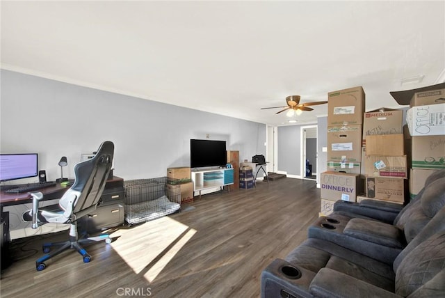 1938 Colusa, Corning, CA 96021 - home office featuring wood finished floors and a ceiling fan