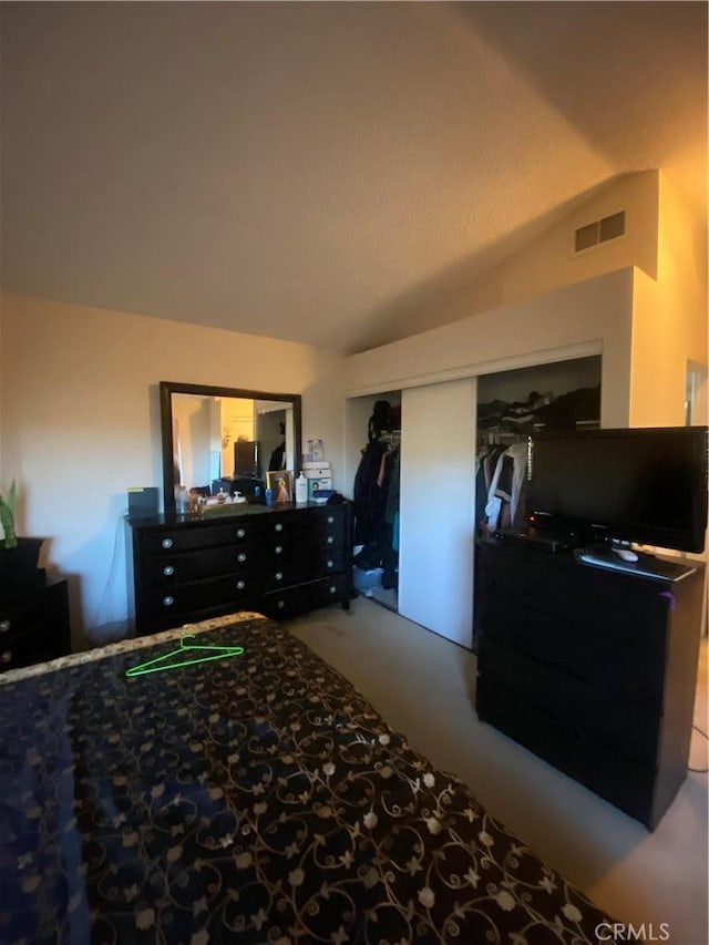 carpeted bedroom featuring a closet