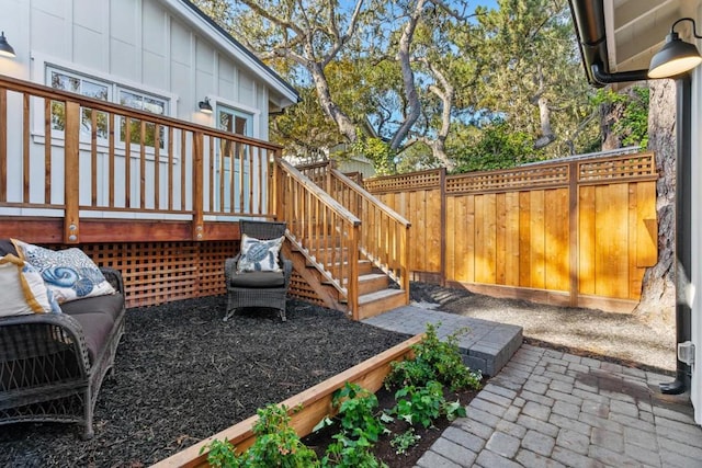 view of yard with a wooden deck