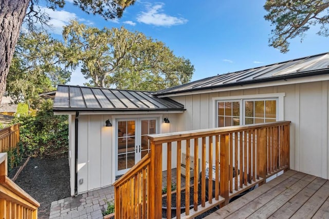 wooden deck with french doors