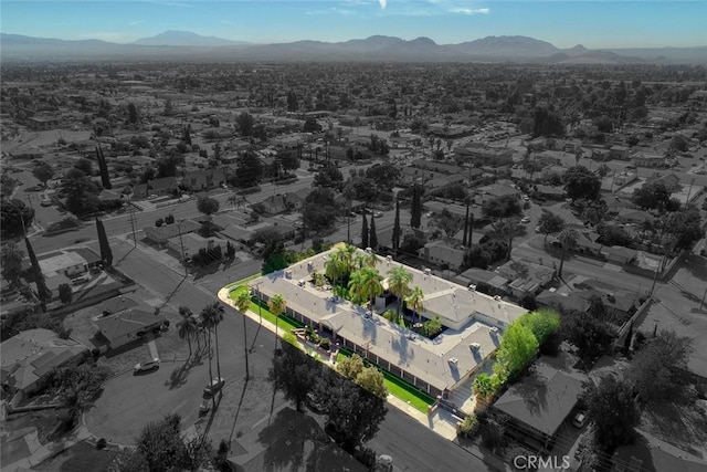 birds eye view of property with a mountain view