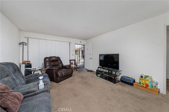 living room with carpet floors