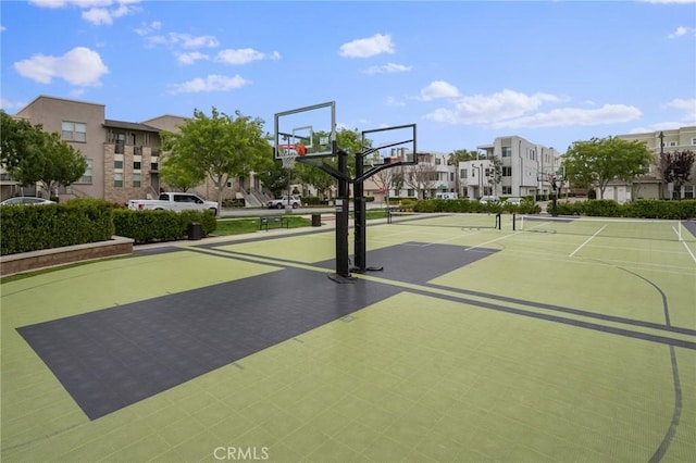 view of basketball court with tennis court