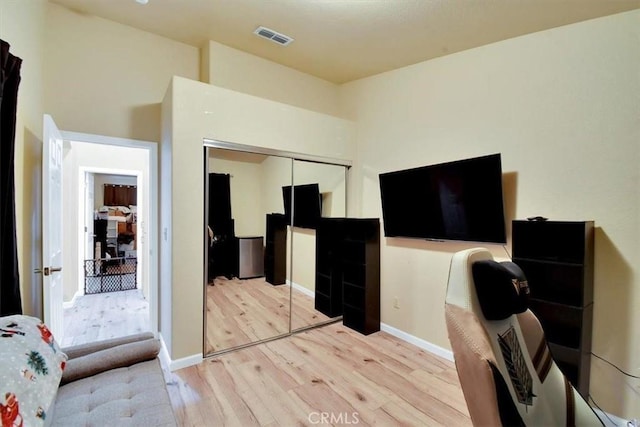 home office with light wood-type flooring