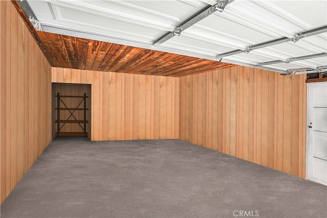 garage with wooden walls