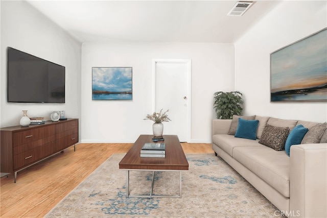 living room with light wood-type flooring