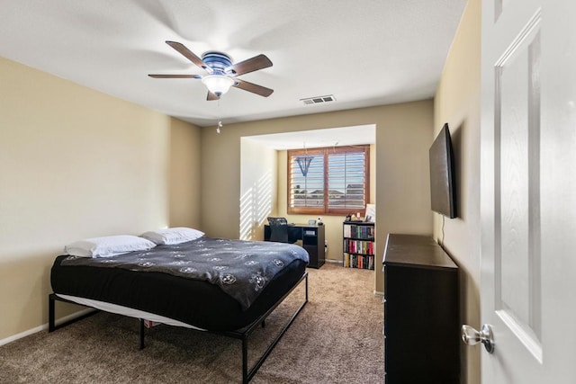 bedroom with carpet and ceiling fan