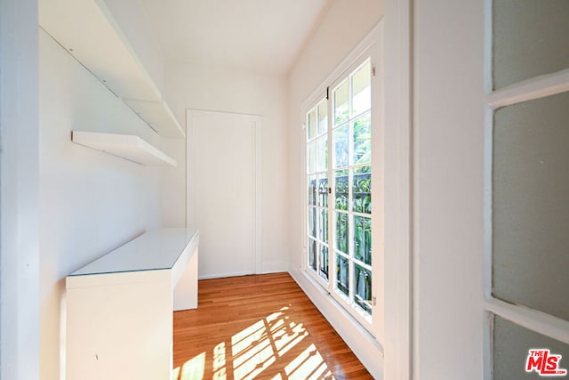 interior space with light hardwood / wood-style flooring