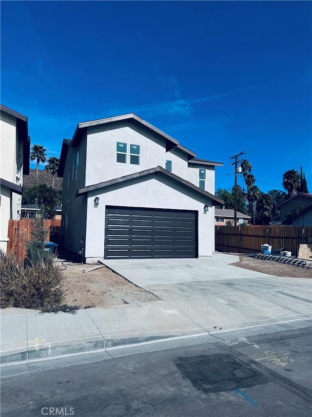 exterior space featuring a garage