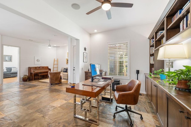 office featuring ceiling fan