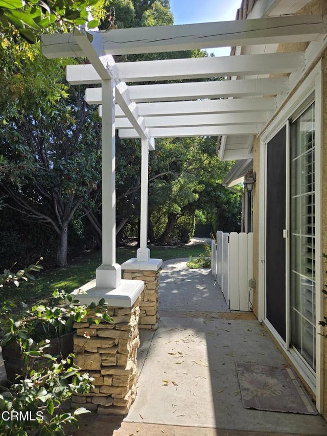 view of patio with a pergola