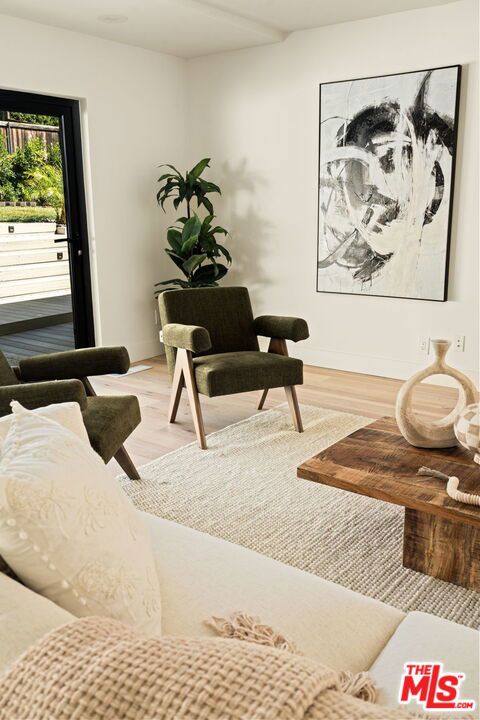 living area with light wood-type flooring