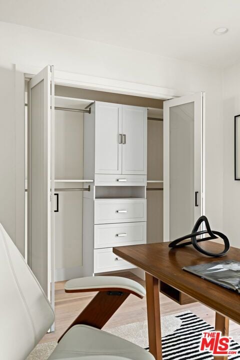 office area featuring light wood-type flooring