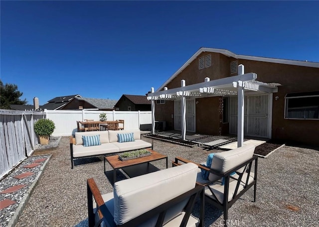 view of patio / terrace with a pergola and an outdoor living space